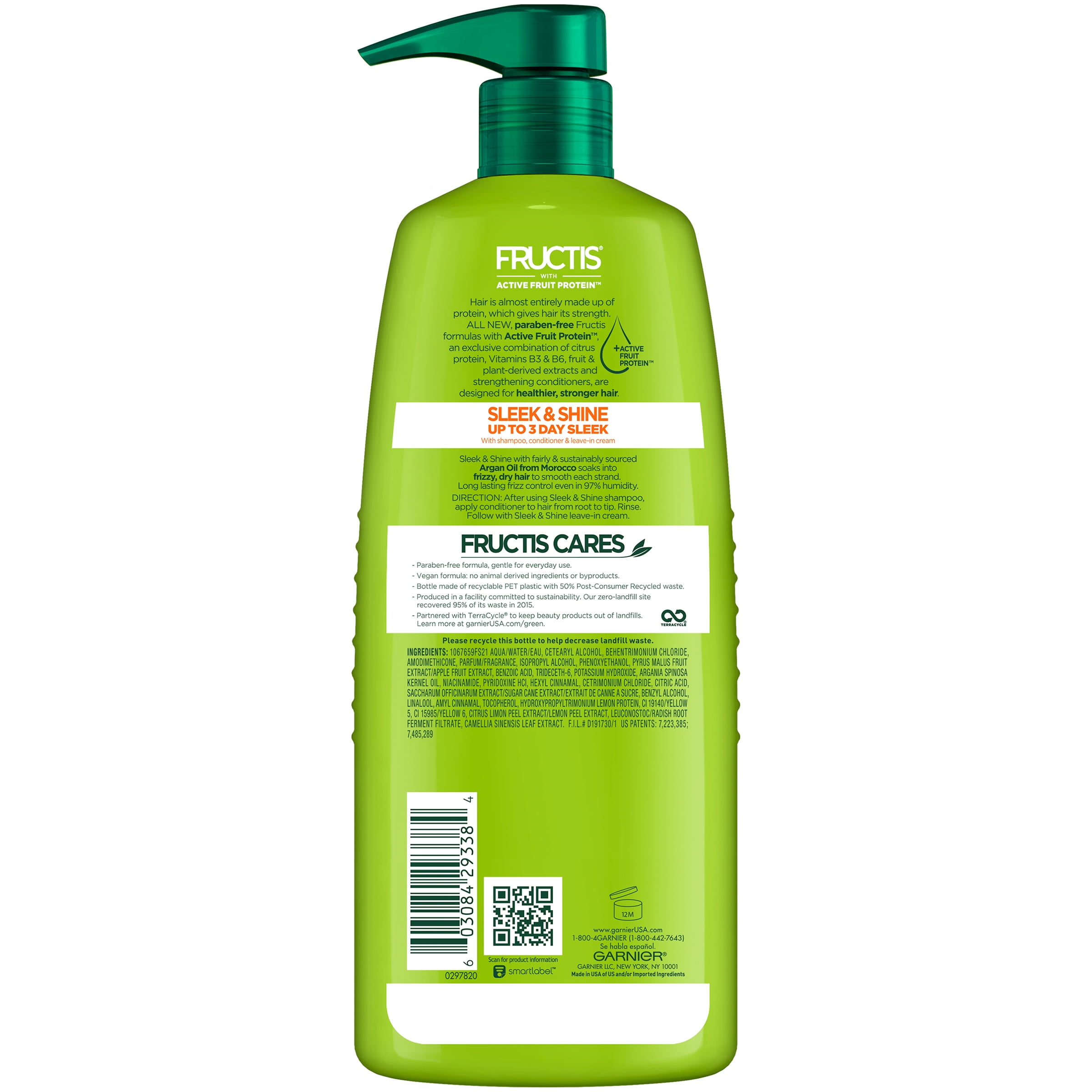 Garnier Fructis Sleek & Shine Conditioner, Frizzy, Dry, Unmanageable Hair, 40 fl. oz.