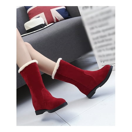 

Difumos Womens Snow Boots Ladies Ankle Booties Outdoor Winter Warm Shoes Mid Calf Boot Red 5