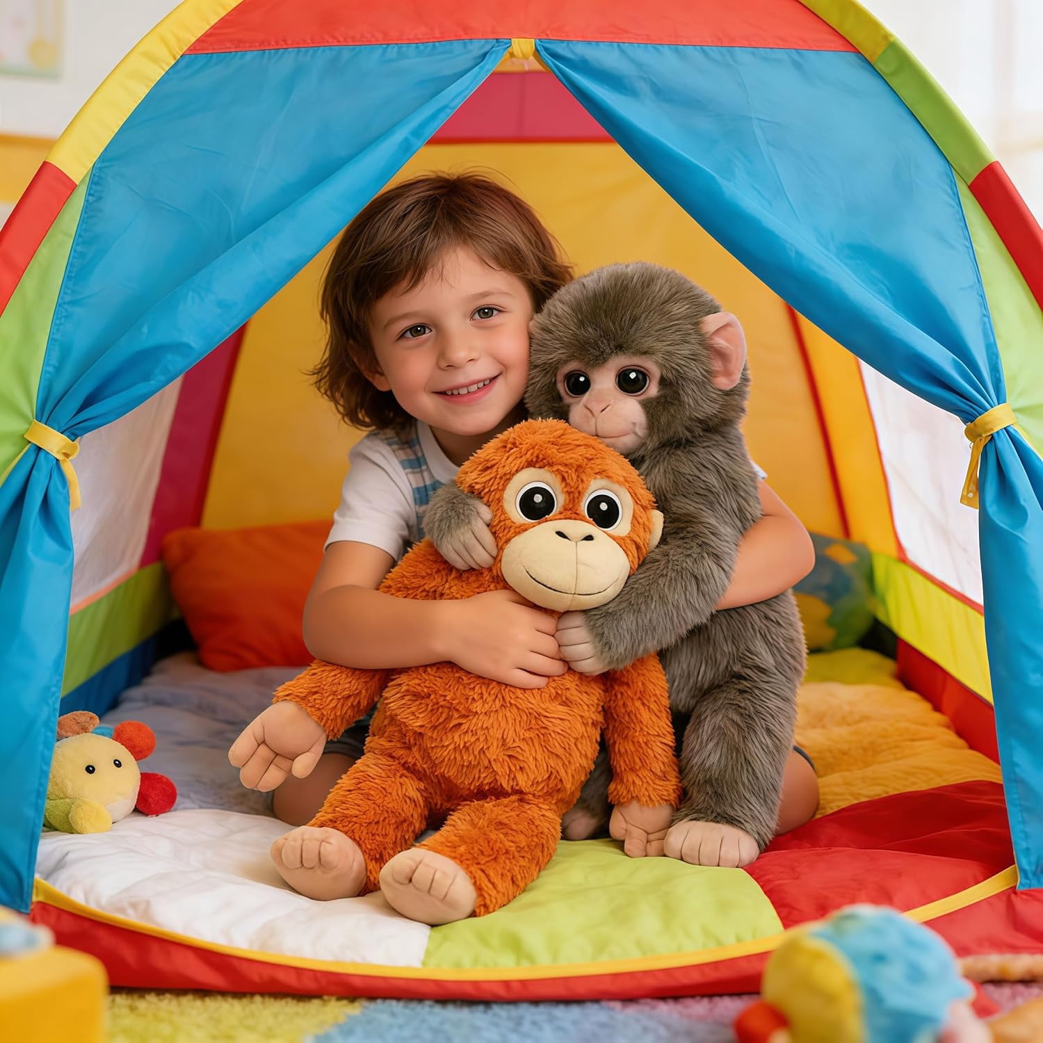 Punch Monkey Plush, Orangutan Plush with Baby Monkey Soft Toy, Washable & Safe for Fans, Realistic Soft Cuddly Monkey Toy