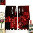 thumbnail image 3 of Rose Blackout Curtains, Romantic Rose Wine Couple Kitchen Living Room Home Curtains Cafe Restaurant Decoration 42x63in, 3 of 6