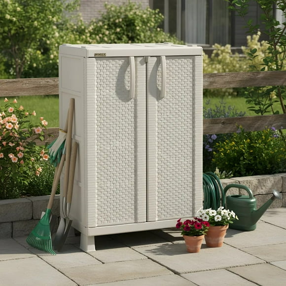 Bodega Cobertizo Organizador Almacenamiento Estante Mediano Plástico ideal para Exterior RIMAX
