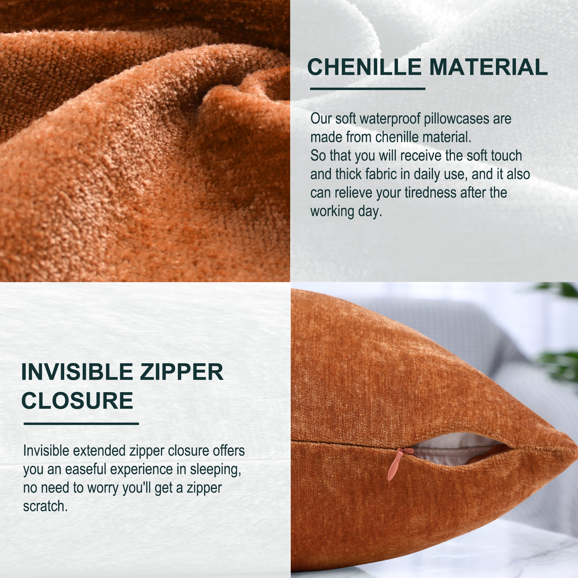 Unique Bargains Set of 2 Soft Water Repellent Throw Pillow Covers Burnt Orange 16x16 Inch (NO PILLOW INSERTS)
