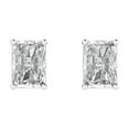 thumbnail image 3 of 14K Solid Gold Push Back Stud Earrings for Women | 1 cttw Emerald Cut Moissanite | White Gold, 3 of 5