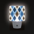 thumbnail image 3 of Brown and Blue Argyle Pattern Plaids LED Night Light Sensor Lamp Plug-in Adjustable Brightness 2 Pack, 3 of 7