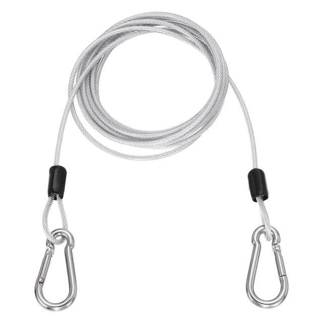 Uxcell 6.6ft (78.7") Cable de Acero de Seguridad con Gancho de Resorte, 1Pcs Cable de Alambre Flexible de Doble Lazo para Seguridad de Equipaje de Viaje al Aire Libre, Transparente