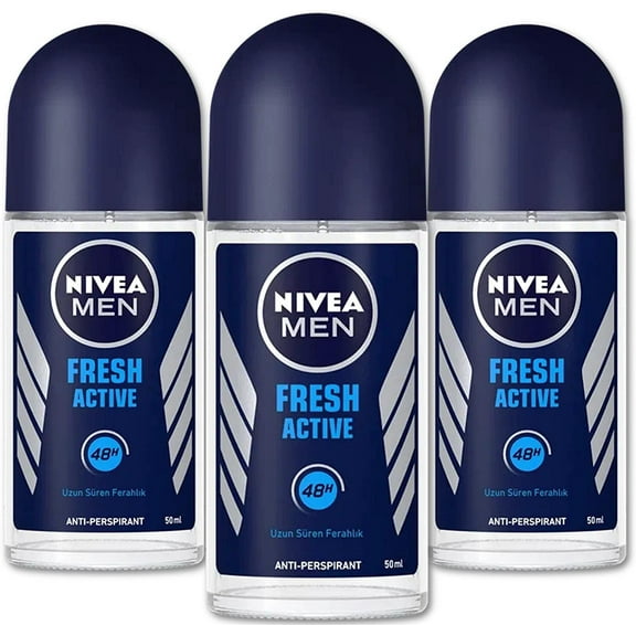 Nivea Men Fresh Active Antiperspirant Deodorant Gel, Long-Lasting Freshness with Ocean Extracts, 1.7 oz (Pack of 3)