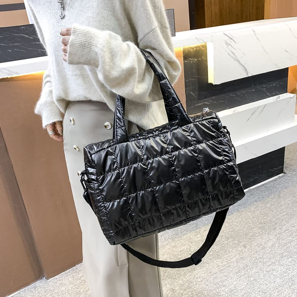 Chanel Black Quilted Patent Leather Tote Bag with Silver Hardware