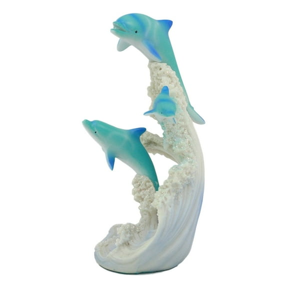 Ebros Sea World Three Bottlenose Dolphins Leaping Out Of The Waves Statue 6.25" Tall Nautical Ocean Marine Decor Figurine