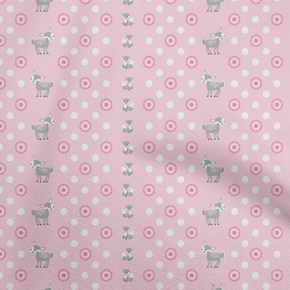 oneOone Cotton Poplin Light Pink Fabric Animal Quilting Supplies Print Sewing Fabric By The Yard 56 Inch Wide