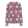thumbnail image 5 of Cavosen Pullover Sweatshirts for Women Knit Daisy Print Sweatshirts Long Sleeve Round Neck Hollowed Out Sweatshirt Coats Lightweight Holiday Tops Trendy Casual Winter Clothes, 5 of 5
