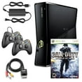 thumbnail image 1 of Microsoft Xbox 360 S 4GB Game Console Black with Call of Duty World at War and 2 Retrofam Black Controllers (Refurbished), 1 of 5