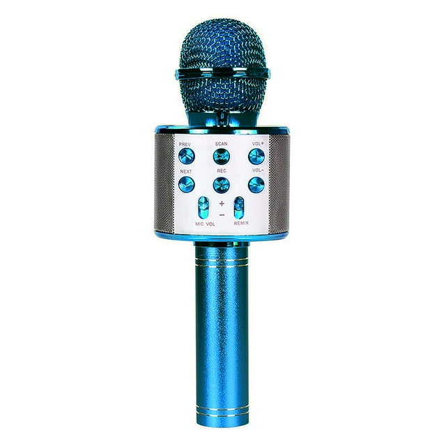 Baohd Microphone à Réduction de Bruit, Microphone de Karaoké Rechargeable Sans Fil, Micro LED Portable, Bleu