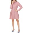 thumbnail image 5 of INSPIRE CHIC Women's Polka Dots Long Sleeve A Line Button up Belted Shirt Dress XL Pink, 5 of 7