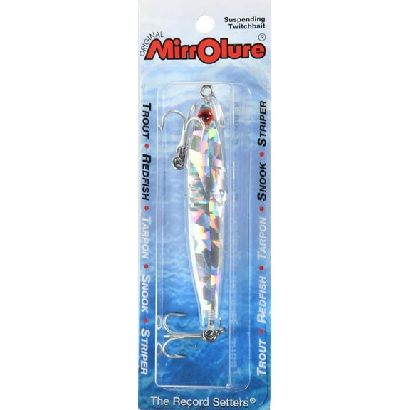 MirrOlure MirrOminnow Suspending Twitch Bait Fishing Lure, Silver/Broken Glass