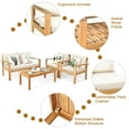 thumbnail image 5 of Gymax 8PCS Patio Acacia Wood Conversation Furniture Set w/ Off White Cushions, 5 of 8
