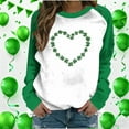 thumbnail image 1 of Xuyuer St. Patrick's Day Sweatshirt for Women Irish Shamrock Pullover Shirts Tops Raglan Sleeve Lucky Leaf Clover Shirt, 1 of 7