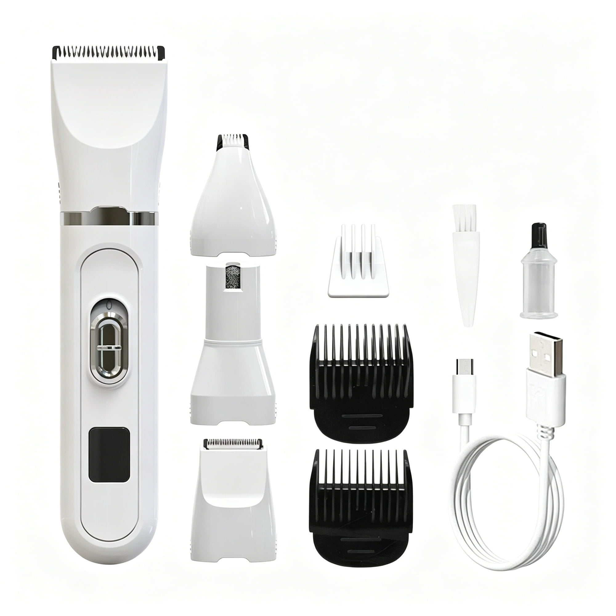 EXLEAF 4-In-1 Pet Grooming Clipper Low Noise Usb Rechargeable Dog Cat Hair Trimmer Washable Blade Nail Grinder Grooming Kit
