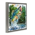 thumbnail image 3 of Stupell Industries Farmhouse Splashing Bass Fish Gray Floating Frame Canvas Art, 25 x 25, by LSR Design Studio, 3 of 8