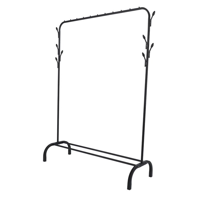 Floor Clothing Rack Stable Structure High Load Capacity Freestanding Garment Rack for Dry Clothes Bedroom, Balcony, Carbon Steel