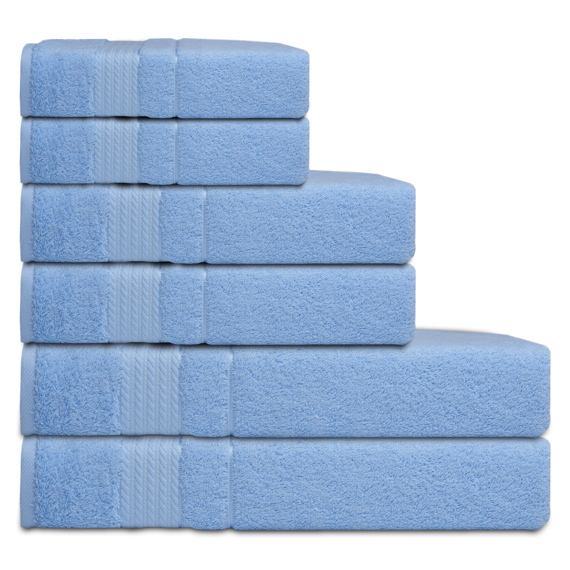 Melissa Linen Luxury Bath Towels Set of 6  - Bath Towels, Hand Towels, and Washcloths for the Bathroom – Light Blue