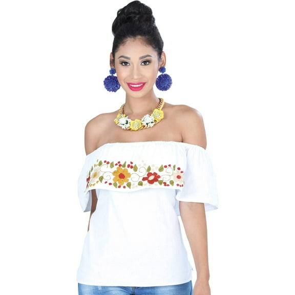 Artisanal Embroidered Blouse 50% Cotton, %50 Polyester White 601428