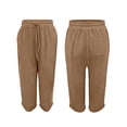 thumbnail image 2 of JJHGVB Cotton Linen Capris for Women Resort Wear for Women 2026 Beach Boho Pants Dress Shorts for Women Pedal Pushers for Women Cotton Linen Pants Baggy Shorts Women Beach Cropped Trousers Coffee S, 2 of 8