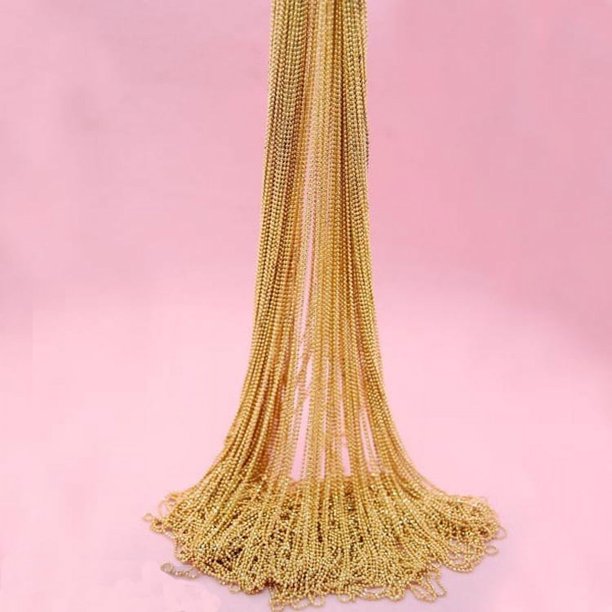 Cadena de metal para uñas, cadena de cuentas de acero, cadena de cuentas de acero de plata dorada, pequeña cadena de acero de bambú, pequeña bola de acero, joyería para uñas