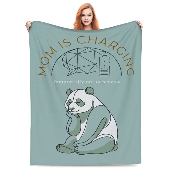 Mom Throw Blanket Fuzzy Plush Flannel Moms Charging Design Soft Warm Throw for Napping Couch and Bed 50x40