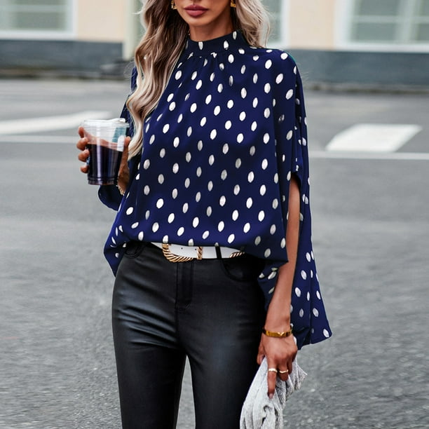Blusa Mangas Largas Camisetas informales elegantes con manga de murcielago para mujer camisetas de moda para ir al trabajo Cgtredaw Azul marino T XL para Mujer Bodega Aurrera en linea