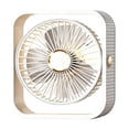 thumbnail image 2 of Homellea White Rechargeable Desk Fan, Portable Square Personal Fan with LED Night Light and Adjustable Stand for Office, Bedroom, Dorm, Vanity, Table and Summer Travel, 2 of 7