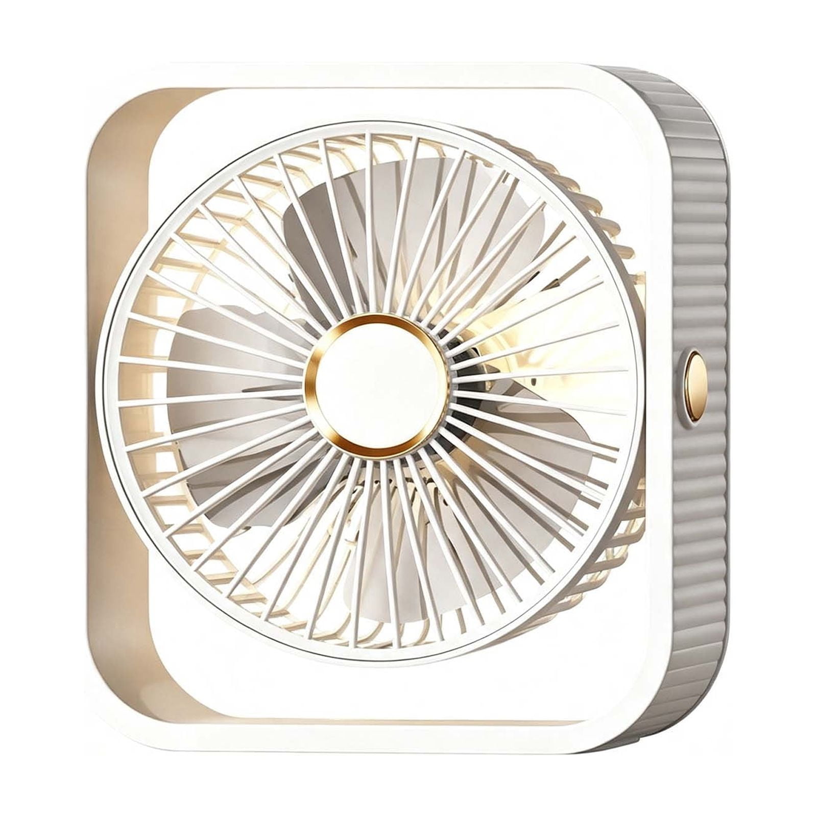 OCCOA Rechargeable Desk Fan with LED Night Light 5 Speeds, Portable Wall Mount Fan 360 Adjustable Quiet Small Table Fan, for Bedroom Office Camping, White