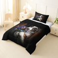 thumbnail image 2 of Homewish Kawaii Dog Twin Comforter Sets,Purple Daisy Floral Bedding Set,Pet Lover Decor,Black Reversible,2 Pieces,1 Comforter and 1 Pillowcase, 2 of 7