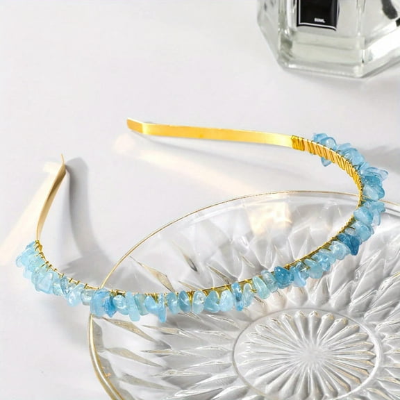 QQTDFG 1pc aquamarine crystal decor hair hoop headband elegant bohemia style headwear-default
