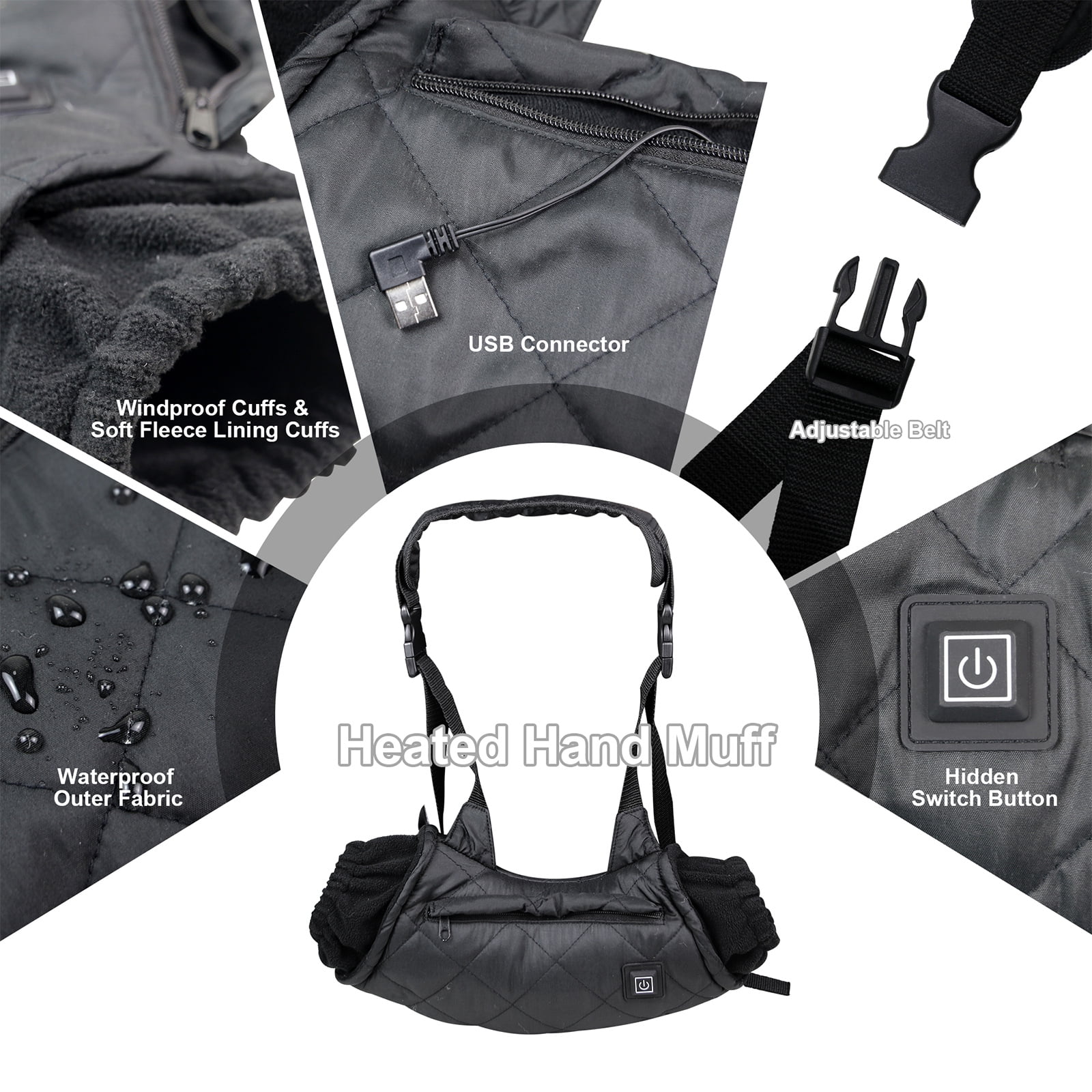 Yokua Hand Warmers Rechargeable Electric Heating Pouch Heated Gloves Hand Warmer Bag