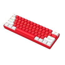 QDJZ Wired Mechanical Gaming Keyboard with RGB Light Ergonomic Design 61 Keys Compact Mini Wired Office Keyboard for Laptop PC,Red & White