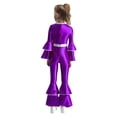 thumbnail image 2 of SiiRoh Girls 70s 80s Disco Hippie Outfit Metallic Bell-Bottom Jumpsuit Singer Dance Party Dress Up Purple 8, 2 of 6