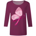 thumbnail image 1 of Fgnfyis T-Shirt de Sensibilisation au Cancer du Sein pour Femmes Col Rond Manches Courtes Haut Décontracté avec Imprimé pour Printemps Été Automne Usage Quotidien Tee Confortable à Assortir avec des Jeans Hauts pour Femmes Rose Vif P, 1 of 4