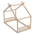 thumbnail image 3 of CATLK House Shape Twin Size Montessori House Bed, Wooden Floor Bed with Headboard and Footboard for Kids Girls,Boys, Easy Assembly,Without Slats, Natural, 3 of 5