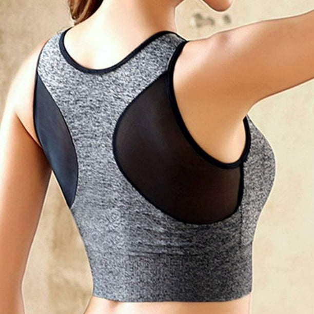HTOOQ 1PC Quick- Dry Sport Wrapped Chest Shockproof Plus- Size Fitness  Underwear Stylish Sexy Female Sports Bra Breathable Underwear for Woman  Lady Size XL (Heather Grey) 