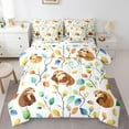 thumbnail image 2 of 7-Piece Cute Sloth Bedding Comforter Sets Hippie Floral Bed in a Bag, Chic Flower King Bedding Sets Watercolor Leaves Comforter Set, Woodland Wildlife Bedding Sets & Collections, 2 of 5