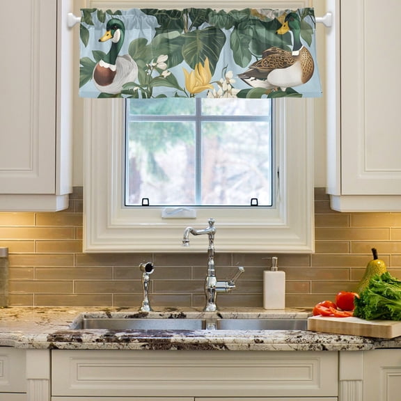 Mallard Bunch Flowers Curtain Valance 54x18in Treatment Decor Blackout Rod Pocket for Windows Living Room Kitchen