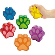 Fun Express 12 Pieces Paw Print Shaped Stress Toy, Party Favors