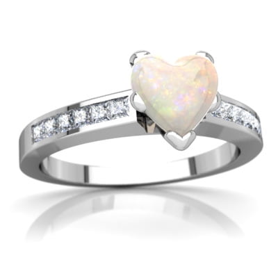 Opal Channel Set Ring in 14K White Gold by