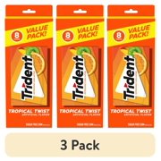 (3 pack) Trident Tropical Twist Sugar Free Gum, Value Pack, 8 Packs of 14 Pieces (112 Regular Size Pieces)
