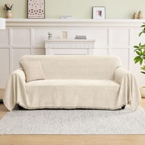 Couch Cover Sofa Covers for 3 Cushion Sectional Couch Covers L Shape Couch Cover with Tassel Sofa Protector Washable Reversible Chenille Sofa Slipcover for Pet (Beige,XLarge（71 * 134)
