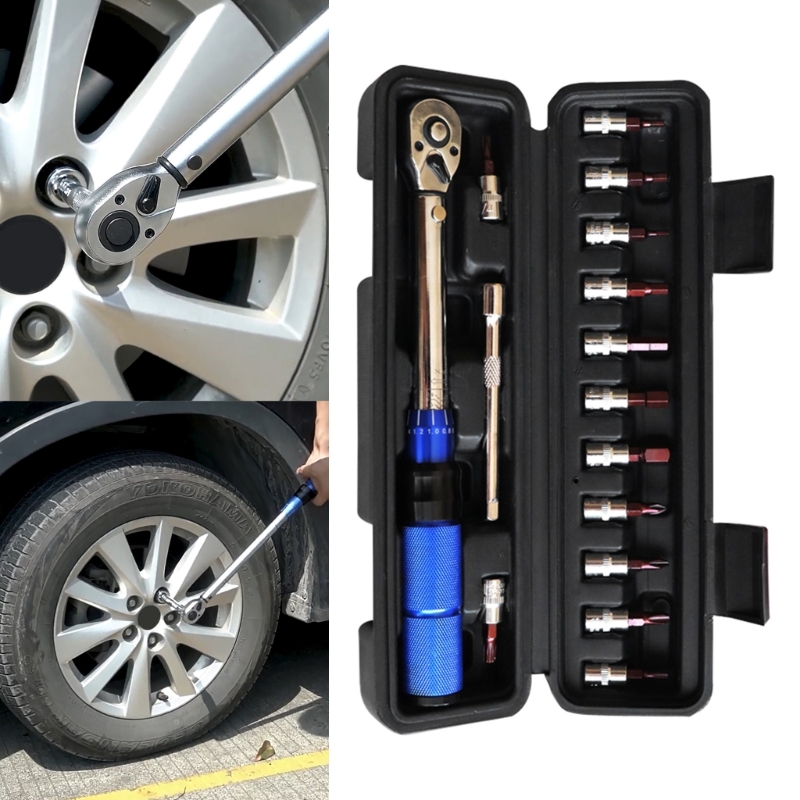 Bike Torque Wrench Set 1/4 inch Drive 2-24Nm Adjustable Torque Screwdriver