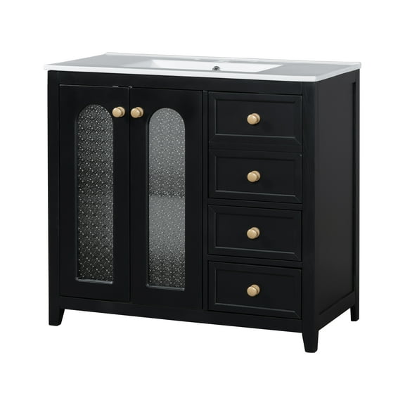 MAYEERTY 36" Bathroom Vanity - Two Soft-Close Doors, Quiet Storage for Bathroom Organization