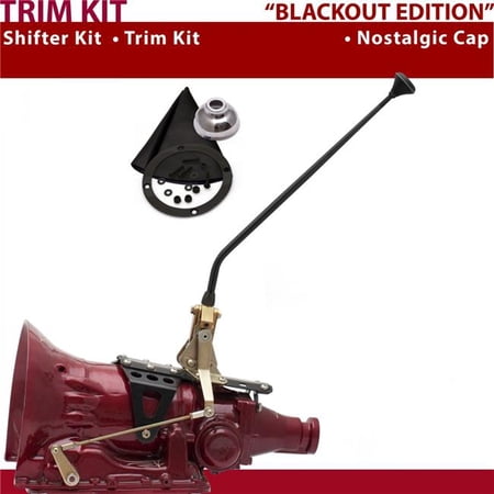 American Shifter 904 Shifter Kit 16 in. Trim Kit Black Dual Shift Cap Black Boot Ringed Knob for CE674