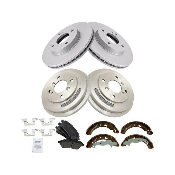 Brake Pad Rotor Shoe Drum Kit - Compatible with 2011 - 2016 Ford Fiesta 1.6L 4-Cylinder 2012 2013 2014 2015