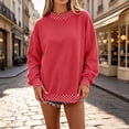 thumbnail image 2 of Lumtrix Polka Dot Mock Neck Sweatshirt Women Oversized Cute Fall Baggy Sweatshirt Casual Long Sleeve Pullovers Watermelon Red 2XL, 2 of 4